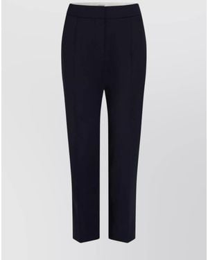 Patou Wool Cropped Straight-Leg Tailored Pants - Blue