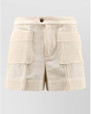 Soeur Tailored Bermuda Shorts Belt Loops Pockets - Natural