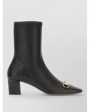 Gucci Mid Calf Boots Block Heel Hardware - Black