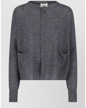 Ma'ry'ya Virgin Wool Crewneck Cardigan - Gray