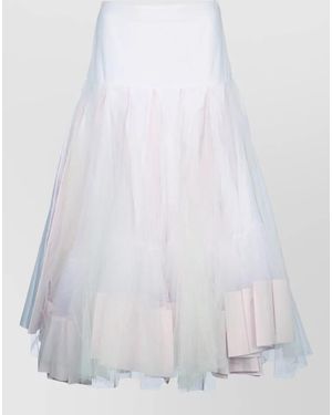 Jacquemus High Waisted Layered Tulle Flared Skirt - White