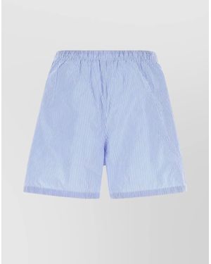 Balenciaga Striped Nylon Swim Shorts Embroidered - Blue