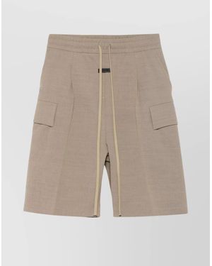 Fear Of God Cargo Shorts With Knee Length And Pleat Detailing - Natural