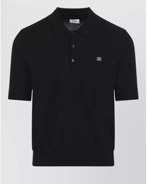 Celine Polo Jumper Straight Fit Ribbed Trims - Black