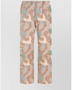 Acne Studios Cotton Camouflage Satin Low-Rise Straight-Leg Trousers - Natural