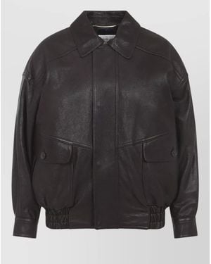 Saint Laurent Jacket Buttoned Cuffs Elasticated Hem Front Pockets - Grey