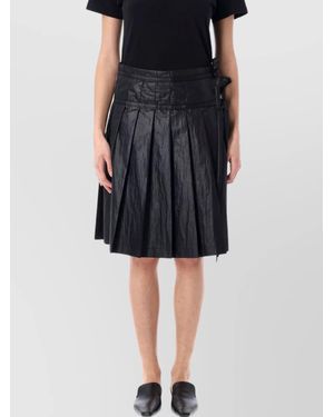 スカート LOW CLASSIC : 25SS / WASHED COTTON PLEATS WRAP SKIRT (BLACK) LOW CLASSIC