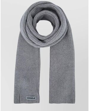 Pinko Ribbed Cashmere-Blend Scarf - Grey