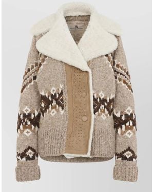 Ermanno Scervino Chunky-Knit Fair Isle Cardigan Coat - Natural