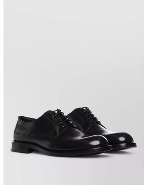 Dolce & Gabbana Derby Shoes Round Toe Brushed Leather - Black