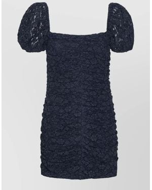 ROTATE BIRGER CHRISTENSEN Lace Mini Dress Puff Sleeves Square Neckline - Blue