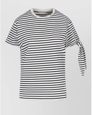 JW Anderson Crew Neck Striped Top Side Tie Detail - Grey