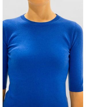 LA ROSE Cashmere Crew Neck Knitwear Three Quarter Sleeves - Blue