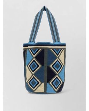 JW Anderson Wayuu Fabric Tote Bag Dual Handles - Blue