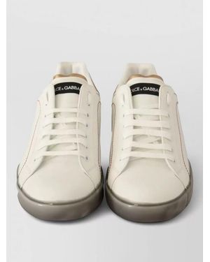 Dolce & Gabbana Leather Portofino Low Top Trainers - Natural