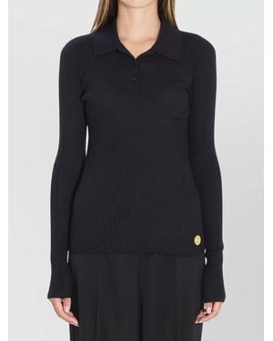 Dolce & Gabbana Ribbed Knit Polo Shirt - Blue