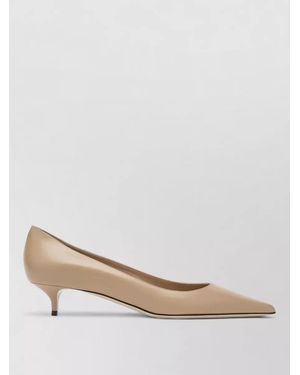 Jimmy Choo Kitten Heel Pointed Toe Leather Pumps - Natural
