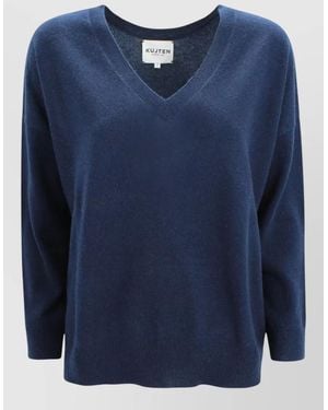 Kujten Lolita Organic Cashmere V Neck Sweater - Blue