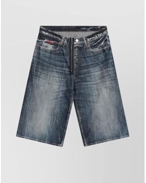 Martine Rose Acid Wash Denim Bermuda Shorts - Blue