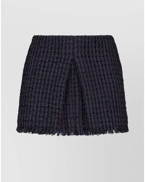 DSquared² Tweed Frayed-Hem Thigh-Length Mini Skirt - Blue