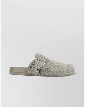 Loewe Suede Buckle Slippers - Grey