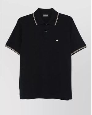 Emporio Armani Polo Shirt Logo Detail Contrast Collar - Black