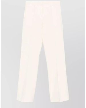 Alberto Biani Flared Trousers Belt Loops Pressed Crease - White