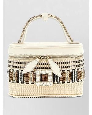 Roger Vivier Micro Vanity Tres Vivier Woven Chain Bag - Natural