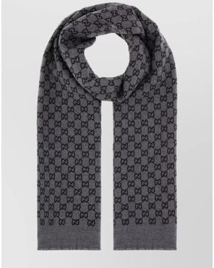 Gucci Wool Gg Motif Scarf - Black