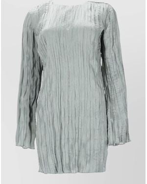 STAUD Long Sleeve Dress Round Neckline Texture - Gray