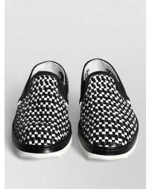 Dolce & Gabbana Woven Leather Slip On Trainers - Black