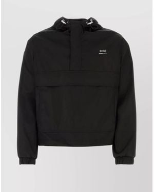 Ami Paris Hooded Windbreaker Jacket - Black