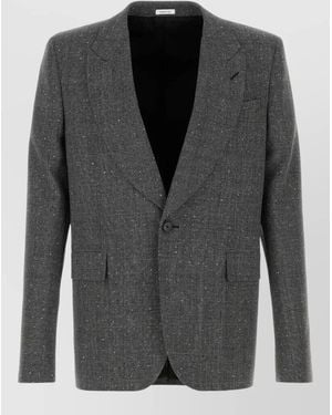 McQueen Embroidered Glencheck Wool Blazer - Black