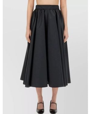 Patou Flared High-Waisted Midi Skirt - Black