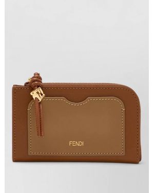Fendi Card Holder Pouch Tone Keyring - Brown