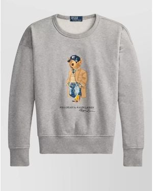 Polo Ralph Lauren Ribbed Vintage-Fit Crew-Neck Sweatshirt - Grey