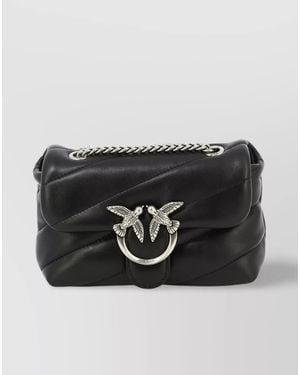 Pinko Love Bag Baby Leather Quilted Crossbody Bag - Black