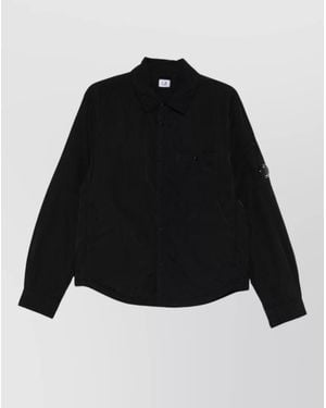 C.P. Company Chrome R Nylon Overshirt Button Collar - Black