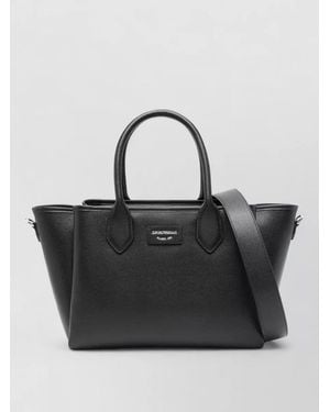 Emporio Armani Medium Tote Shoulder Bag Detachable Strap - Black