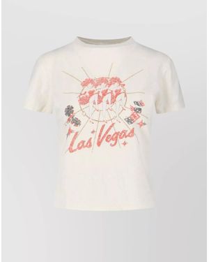 RE/DONE Graphic Print Crew Neck Short Sleeve Top - Pink