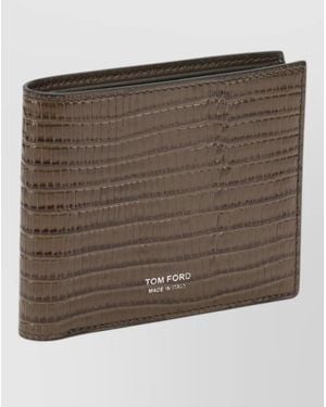 Tom Ford Calf Leather Tejus T Line Wallet - Brown