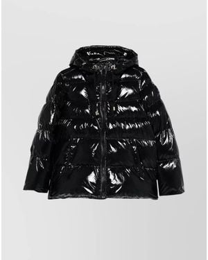 Pinko Glossy Hooded Down Puffer Jacket - Black
