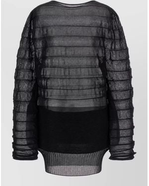 Issey Miyake Moving Knit Asymmetric Long-Sleeve Top - Black