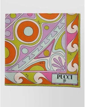 PUCCI Silk Twill Square Scarf 90X90 Design - Gray