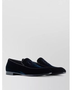 Giorgio Armani Velvet Loafers Embroidered Logo Detail - Multicolour
