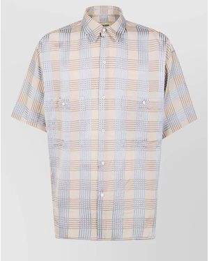 Uma Wang Teorya Gorlitz Check Short Sleeve Shirt - White