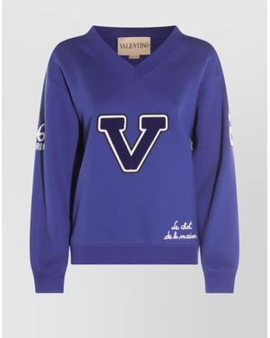 Valentino Knitwear With Appliqué And Embroidered Accents - Blue