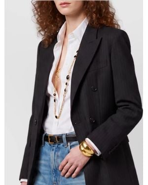 Saint Laurent Wool Double-Breasted Suit Jacket - Black