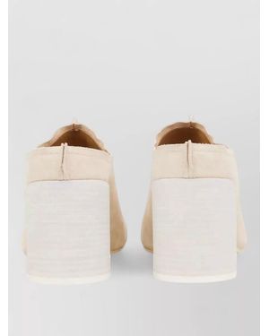 MM6 by Maison Margiela Leather Block Heel Mules - Natural