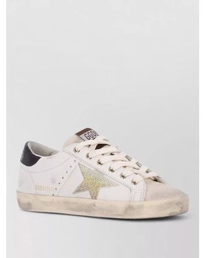 Golden Goose Lace Up Trainers Contrast Heel Tab Star - Natural